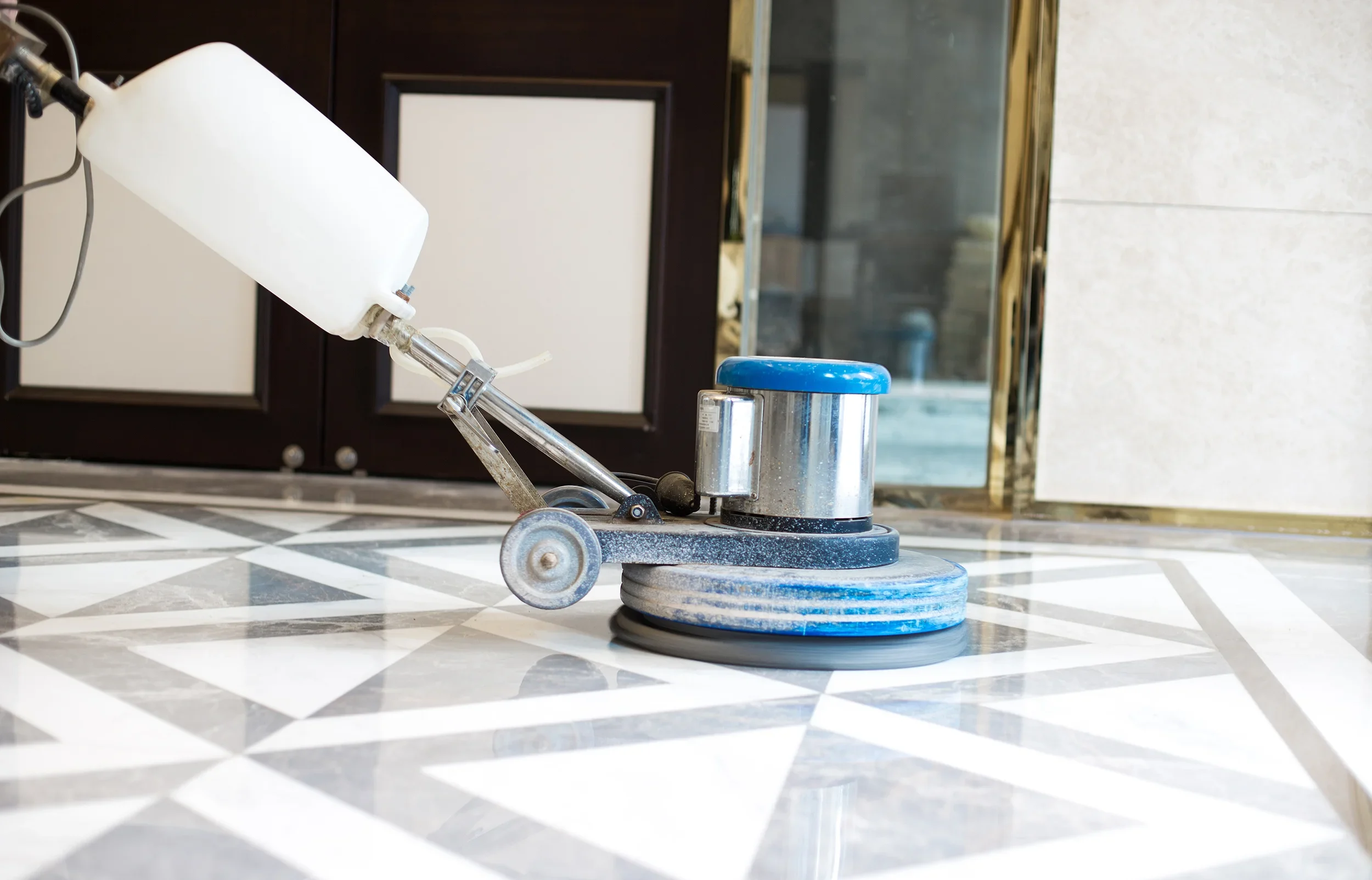 Polished marble floor in Atlanta home